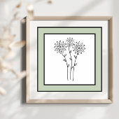 Minimal florales Trio Black Lines Blassgrüne Grenz Poster