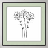 Minimal florales Trio Black Lines Blassgrüne Grenz Poster (Vorne)