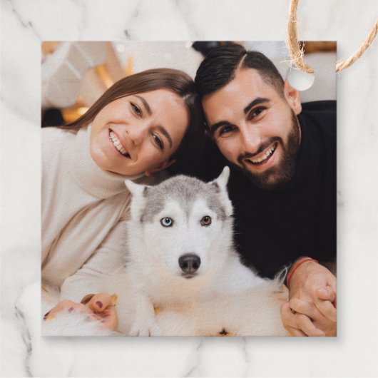 Minimal Foil Christmas Tree Foto Foil Geschenkanhänger (Rückseite)