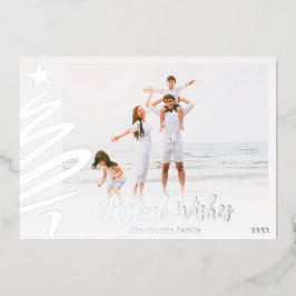Minimal Foil Family Beach Weihnachtskarte Folien Feiertagskarte