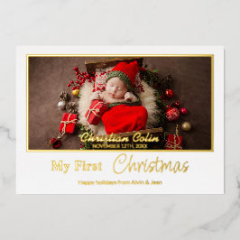 Minimal Foil Mein erstes Weihnachtskind Geburtsdat Folien Feiertagskarte