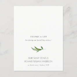 Minimal Foliage Greenerity Wedding Vielen Dank Postkarte