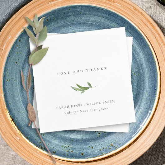 Minimal Foliage Greenerity Wedding Vielen Dank Serviette