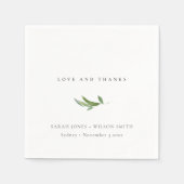 Minimal Foliage Greenerity Wedding Vielen Dank Serviette (Vorderseite)