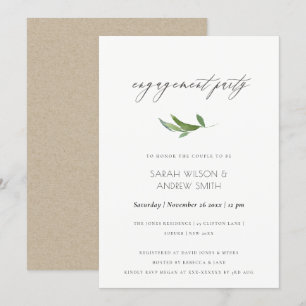 MINIMAL FOLIAGE GREENERY GOLD FRAME VERLOBUNG EINLADUNG