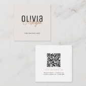 Minimal Font Duo QR Code Quadratische Visitenkarte (Vorne/Hinten)
