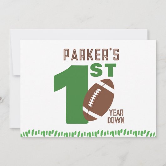 Minimal Football First BIrthday Party Sports Einladung (Rückseite)