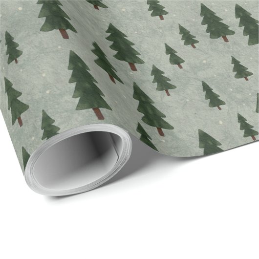 Minimal Forest Pattern Wrapping Paper Geschenkpapier (Rolleneckpunkt)