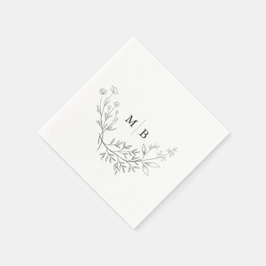 Minimal formale Monogram Wedding Napkins Serviette (Ecke)