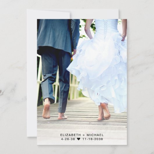 Minimal Foto Dusty Blue Wedding Empfang Save The Date (Rückseite)