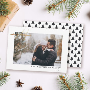 Minimal Foto Gold Frohe Weihnachtskarte Feiertagskarte