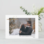 Minimal Foto Gold Frohe Weihnachtskarte Feiertagskarte (Stehend Vorderseite)