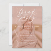 Minimal Foto Grad Party Moderne Kalligraphie Pink Einladung (Vorderseite)