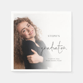 Minimal Foto Overlay Name 2024 Graduation Party Serviette