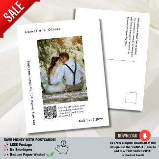MINIMAL-Foto Save the Date QR-CODE-Kosten Rettend Postkarte