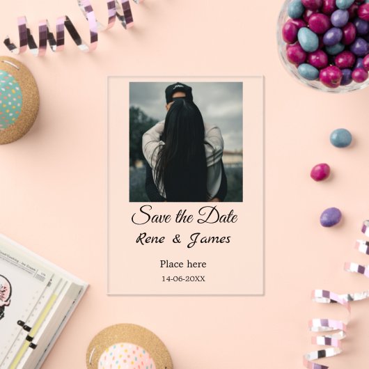 Minimal Foto Schwarz klassisch elegant gerettet Acryleinladungen (Insitu (Feier))