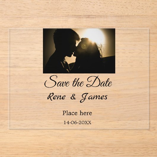 Minimal Foto Schwarz klassisch elegant gerettet Acryleinladungen (Vorderseite)