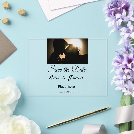 Minimal Foto Schwarz klassisch elegant gerettet Acryleinladungen (In Situ (Hochzeit))