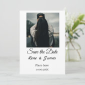 Minimal Foto Schwarz klassisch elegant gerettet Einladung (Stehend Vorderseite)