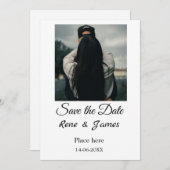 Minimal Foto Schwarz klassisch elegant gerettet Einladung (Vorne/Hinten)