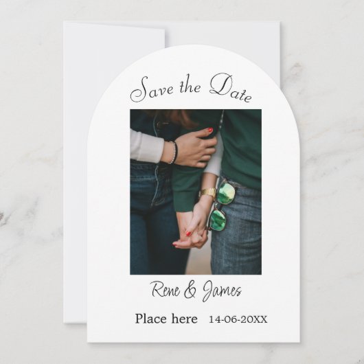 Minimal Foto Schwarz klassisch elegant gerettet Einladung (Vorderseite)