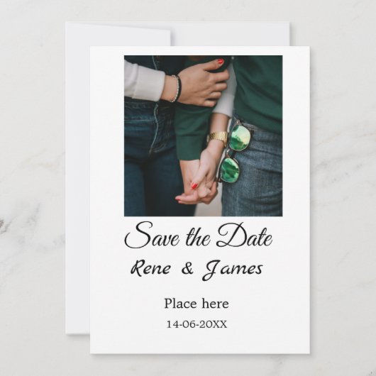 Minimal Foto Schwarz klassisch elegant gerettet Einladung (Vorderseite)