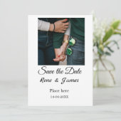 Minimal Foto Schwarz klassisch elegant gerettet Einladung (Stehend Vorderseite)