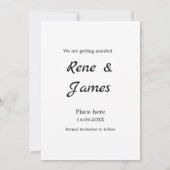 Minimal Foto Schwarz klassisch elegant gerettet Einladung (Rückseite)