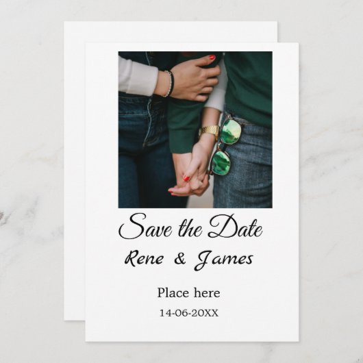 Minimal Foto Schwarz klassisch elegant gerettet Einladung (Vorne/Hinten)