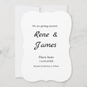 Minimal Foto Schwarz klassisch elegant gerettet Einladung (Rückseite)