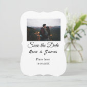 Minimal Foto Schwarz klassisch elegant gerettet Einladung (Stehend Vorderseite)