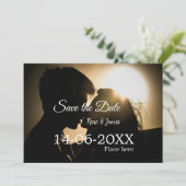 Minimal Foto Schwarz klassisch elegant gerettet Einladung (Stehend Vorderseite)