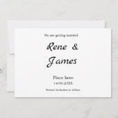 Minimal Foto Schwarz klassisch elegant gerettet Einladung (Rückseite)