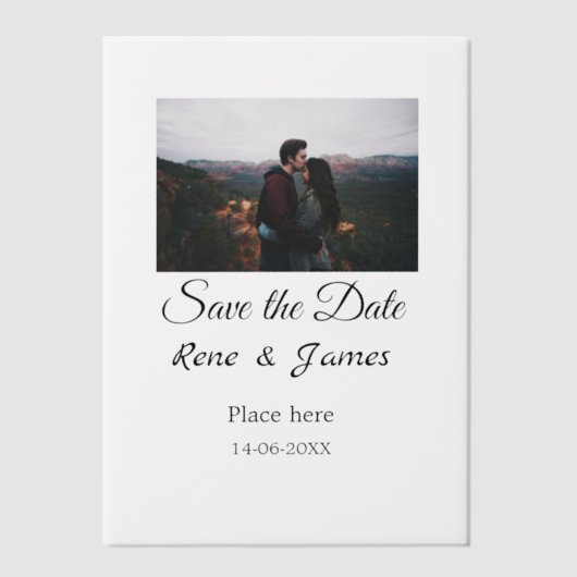 Minimal Foto Schwarz klassisch elegant gerettet Pergament Einladungen (Vorderseite)