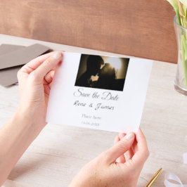 Minimal Foto Schwarz klassisch elegant gerettet Pergament Einladungen