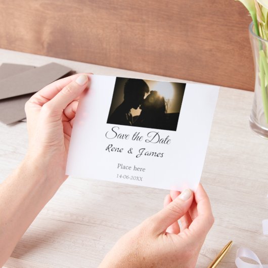 Minimal Foto Schwarz klassisch elegant gerettet Pergament Einladungen (Handgehalten)