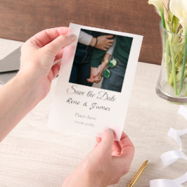 Minimal Foto Schwarz klassisch elegant gerettet Pergament Einladungen