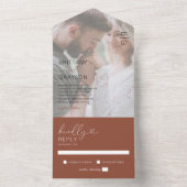 Minimal Foto Terracotta Wedding All In One Einladung (Innen Boden)