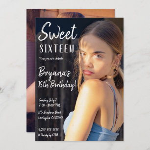 Minimal Foto Trendy Chic Sweet 16 Party Invitati Einladung