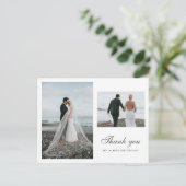 Minimal Foto Wedding Vielen Dank Postkarte (Stehend Vorderseite)