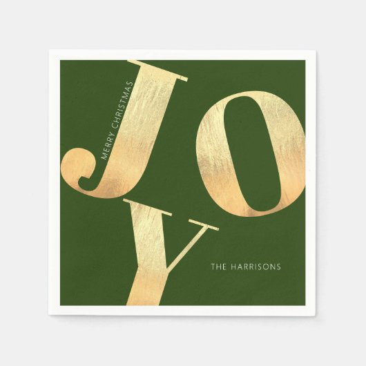 Minimal frohe Weihnachten Imitate Gold Foil Joy Ho Serviette (Vorderseite)