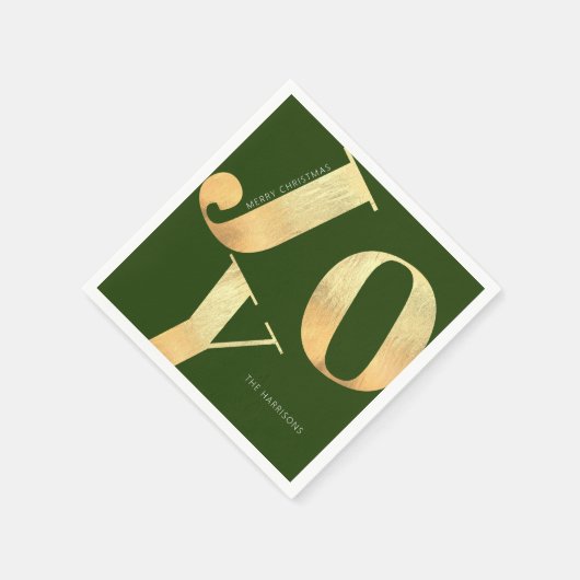 Minimal frohe Weihnachten Imitate Gold Foil Joy Ho Serviette (Ecke)