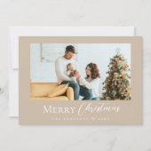 Minimal frohe Weihnachten Modernes Foto Taupe (Vorderseite)
