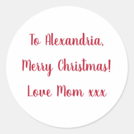 Minimal frohe Weihnachten von Mama Rot und Weiß Runder Aufkleber