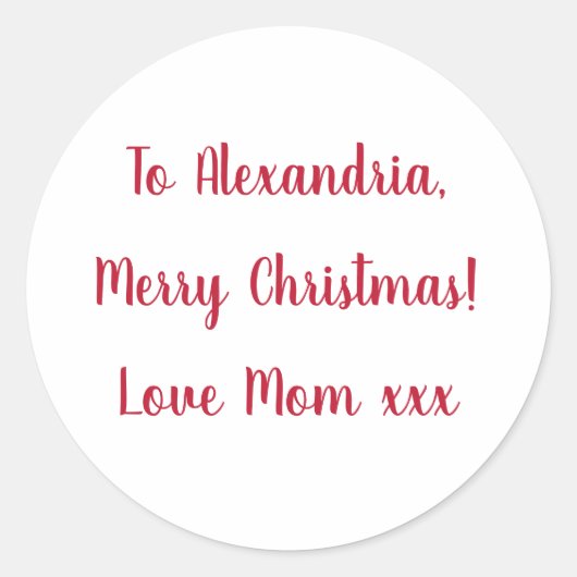 Minimal frohe Weihnachten von Mama Rot und Weiß Runder Aufkleber (Vorderseite)