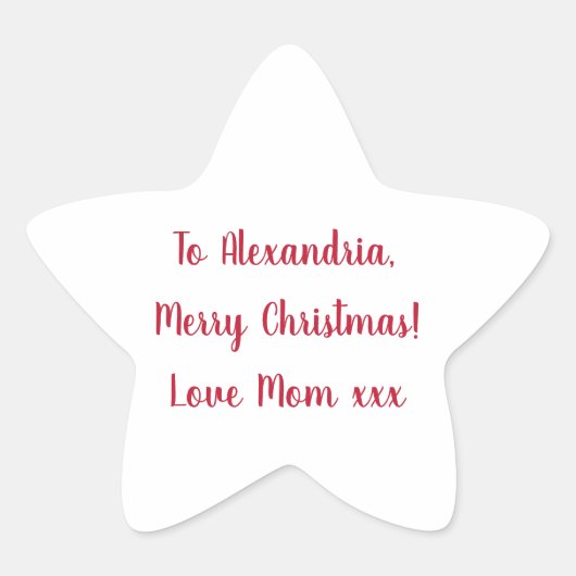 Minimal frohe Weihnachten von Mama Rot und Weiß Stern-Aufkleber (Vorderseite)