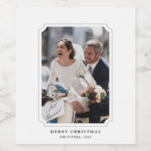 Minimal frohe Weihnachts-Foto Weinetikett (Einzelnes Label)