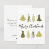 Minimal frohe Weihnachtsbaumgrün Feiertagskarte (Vorne/Hinten)