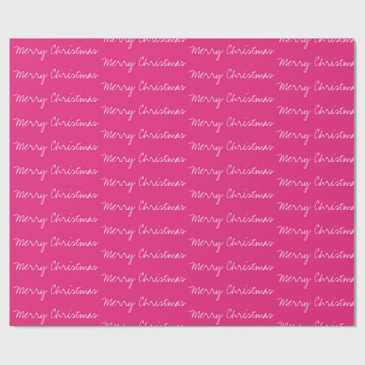 Minimal frohe Weihnachtstypografie magenta weiß Geschenkpapier (Flach)