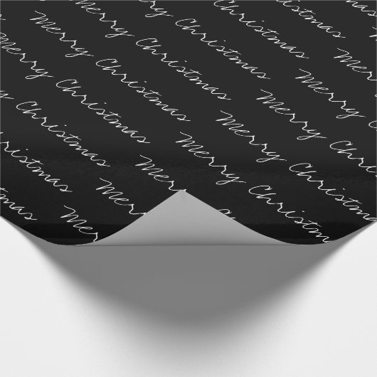 Minimal frohe Weihnachtstypografie Schwarz-weiß Geschenkpapier (Ecke)